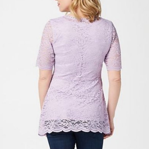 Isaac Mizrahi Stretch Lace Peplum Knit Top 2921 - Picture 2 of 2